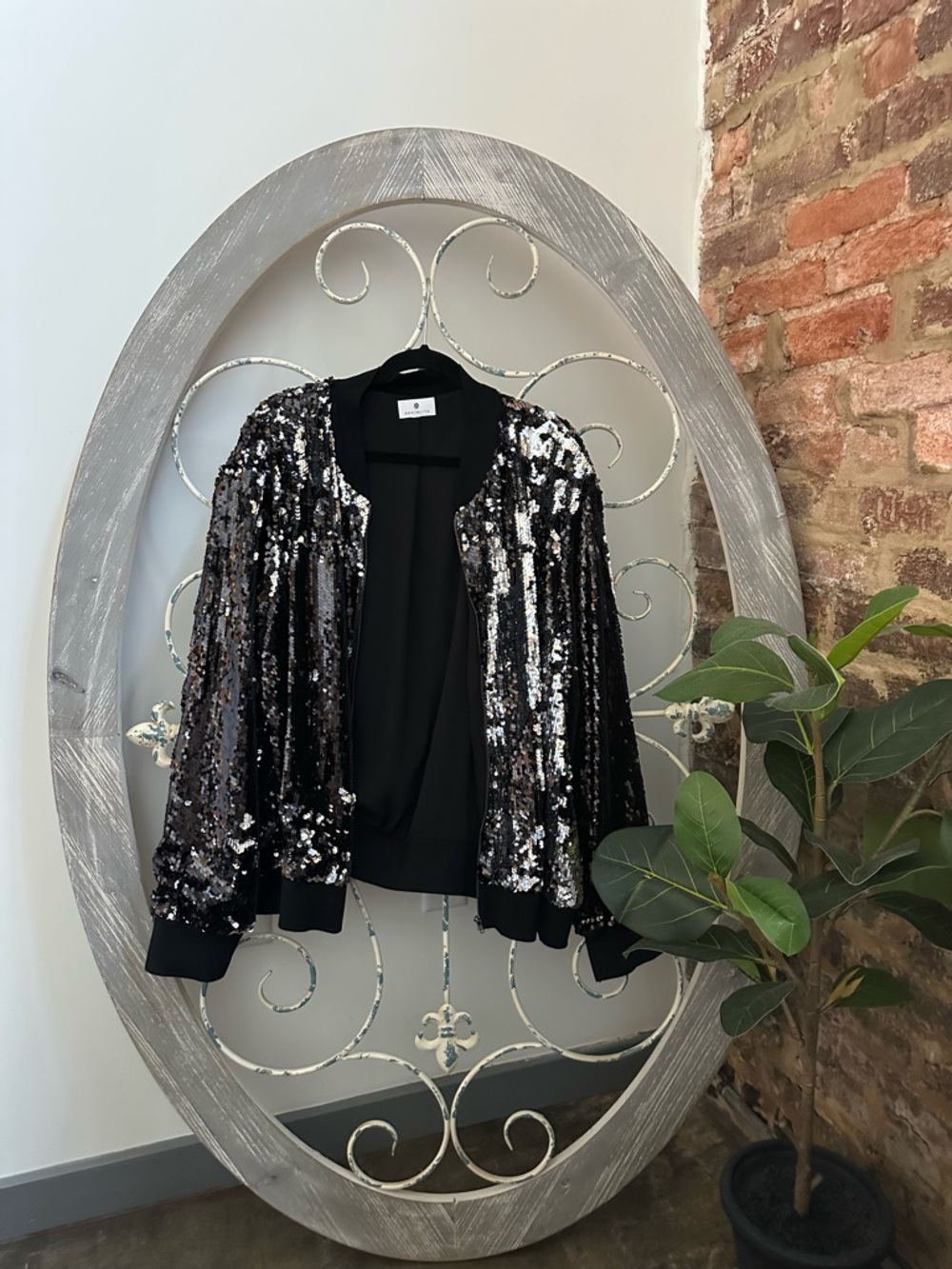 Women's Black Sequin Bomber Jacket